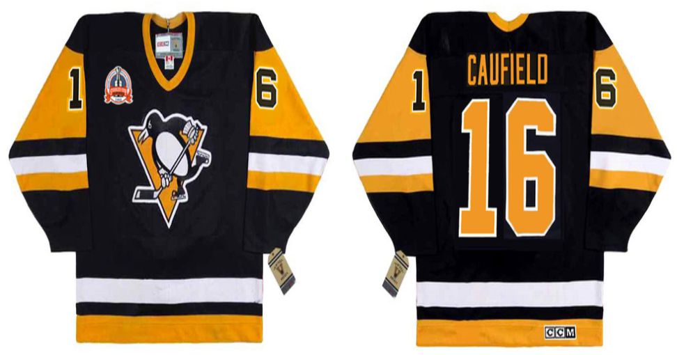 2019 Men Pittsburgh Penguins #16 Caufield Black CCM NHL jerseys->pittsburgh penguins->NHL Jersey